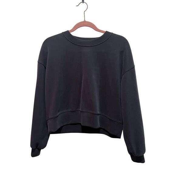 Lululemon Perfectly Oversized Softstreme Cropped Crewneck Sweatshirt Sz 6 Black - Picture 1 of 5